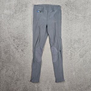Irideon Riding Wear Breeches Gray Ribbed Knee Patch Equestrian Pants XL USA